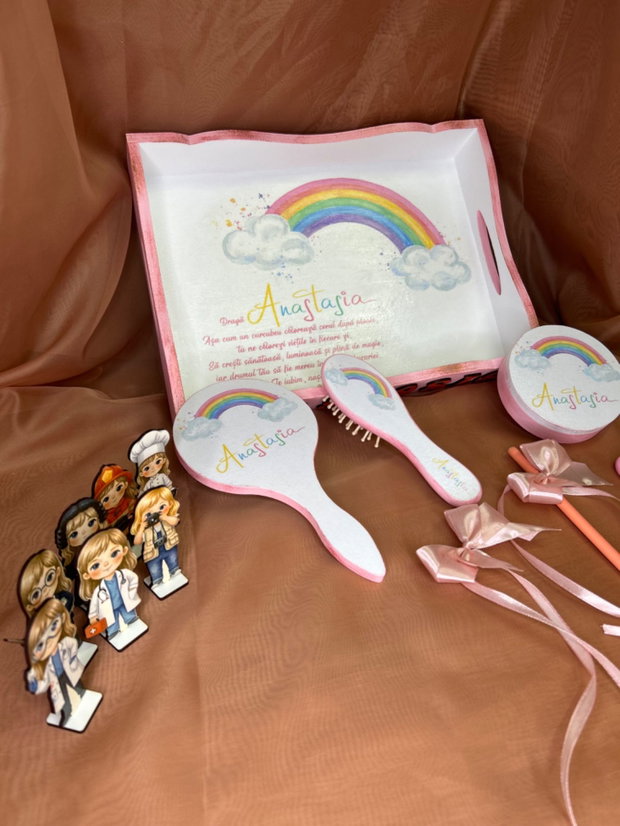 Set mot/turta curcubeu personalizat
