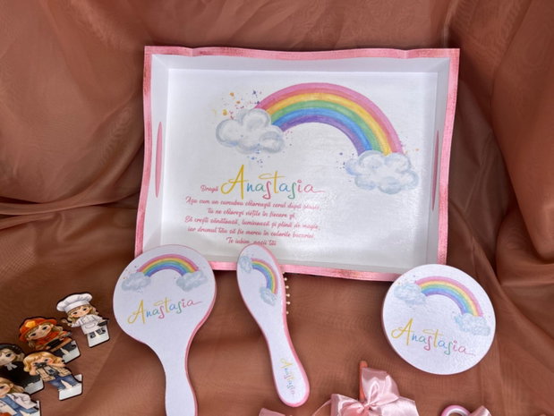 Set mot/turta curcubeu personalizat