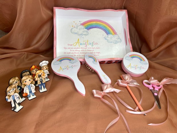 Set mot/turta curcubeu personalizat