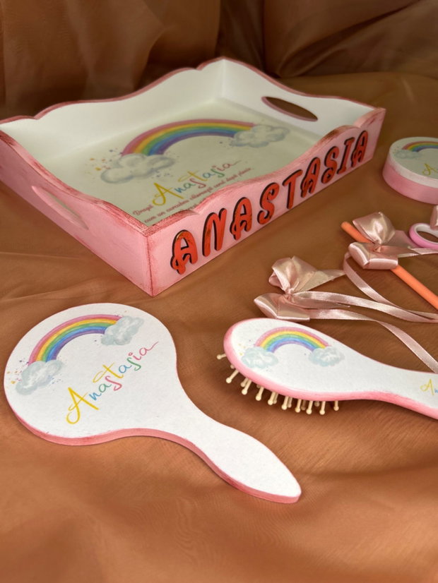 Set mot/turta curcubeu personalizat