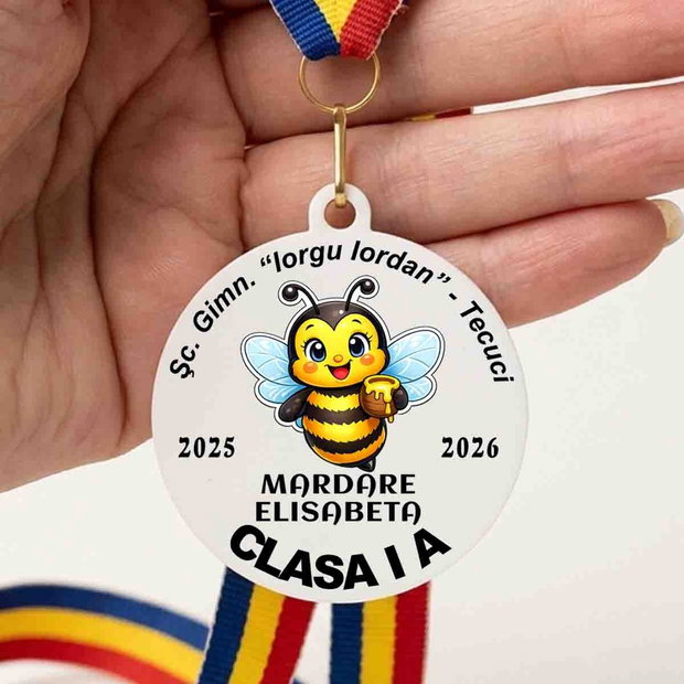 Medalie Absolvire Clasa I  Design Albinuță | Personalizată cu Nume și Școală