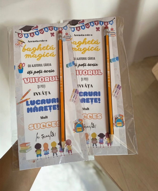 Creion absolvire grădiniță / școală Baghetă magică cu creion, cadou final de an.