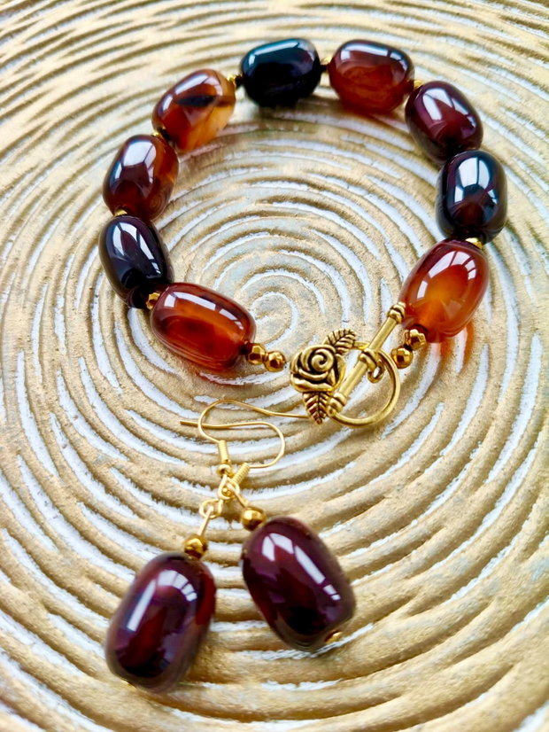 Bratara vintage agate maro