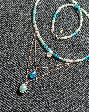 Rezervat Colier argint amazonit apatit piatra lunii gradient charm briolete lant argint minimalist boho chic trendy