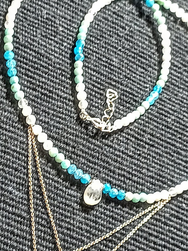Rezervat Colier argint amazonit apatit piatra lunii gradient charm briolete lant argint minimalist boho chic trendy