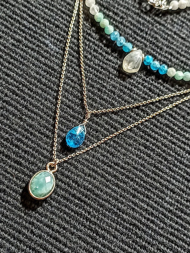 Rezervat Colier argint amazonit apatit piatra lunii gradient charm briolete lant argint minimalist boho chic trendy