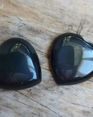 Cabochon obsidian argintiu, 20 mm (2 buc)