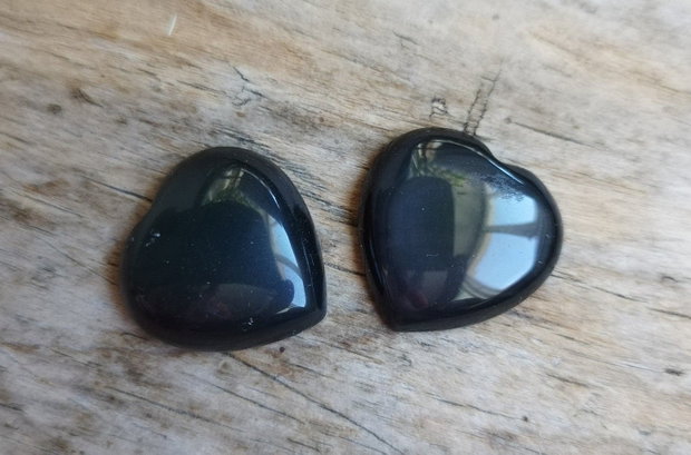 Cabochon obsidian argintiu, 20 mm (2 buc)