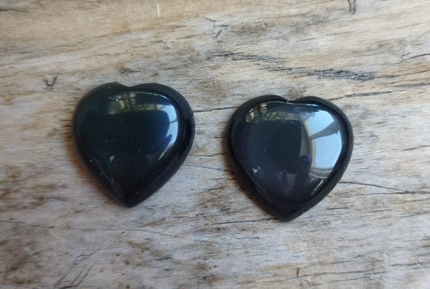 Cabochon obsidian argintiu, 20 mm (2 buc)