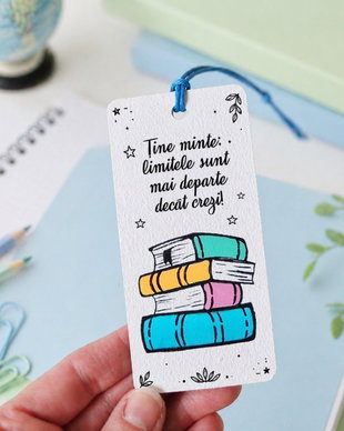 Minisemn de carte personalizat cu mesaj, pictat manual, pentru elevi si profesori