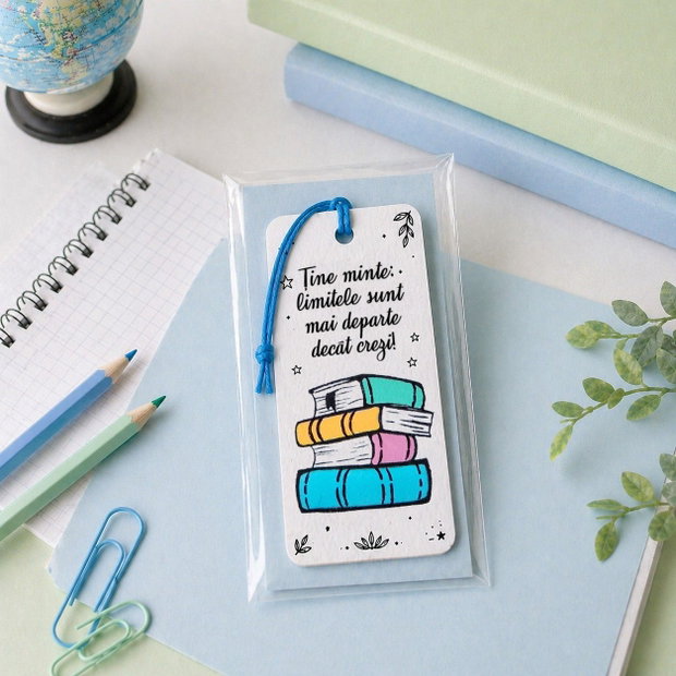 Minisemn de carte personalizat cu mesaj, pictat manual, pentru elevi si profesori