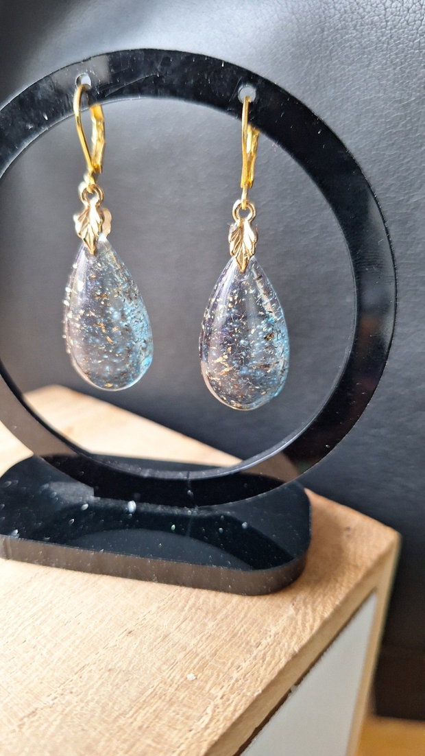 Cercei Stardust Teardrop Rășină Epoxidică & Glitter Accente Aurii