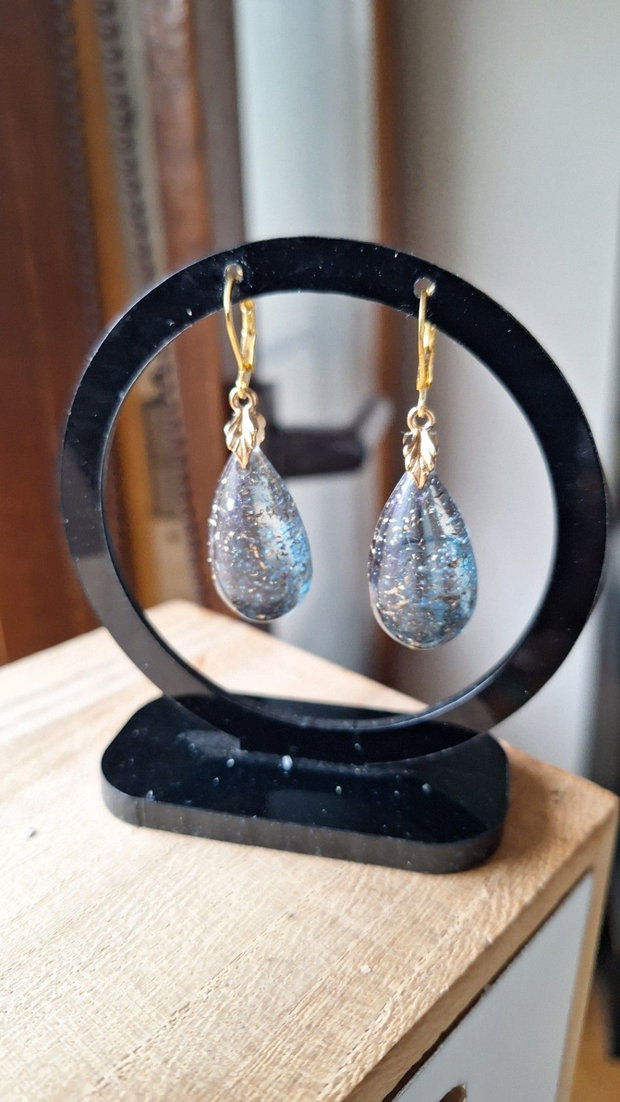 Cercei Stardust Teardrop Rășină Epoxidică & Glitter Accente Aurii