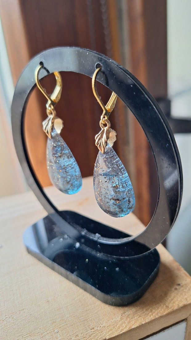 Cercei Stardust Teardrop Rășină Epoxidică & Glitter Accente Aurii