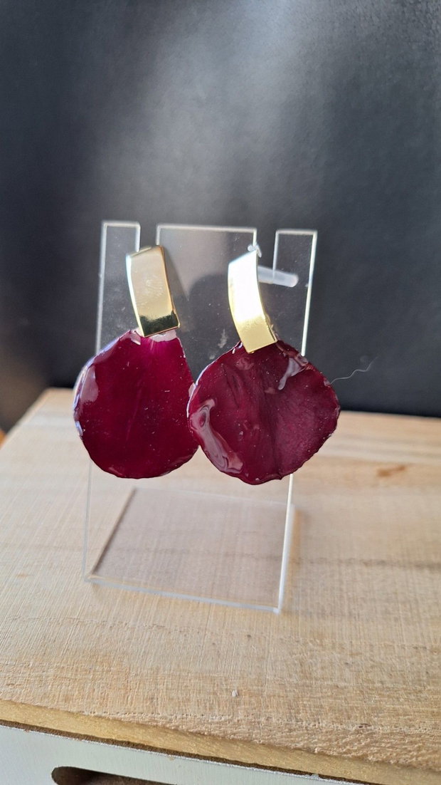 Cercei Burgundy Petale Naturale de Trandafir