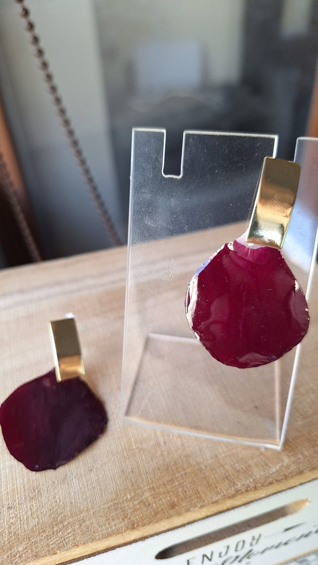 Cercei Burgundy Petale Naturale de Trandafir