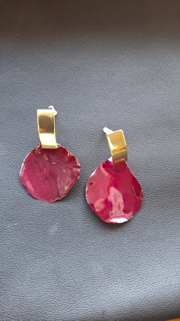 Cercei Burgundy Petale Naturale de Trandafir
