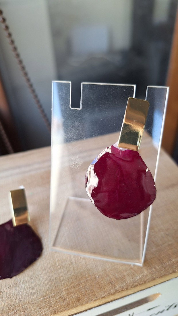 Cercei Burgundy Petale Naturale de Trandafir