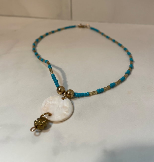 Colier scoica turcoaz handmade