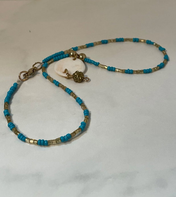 Colier scoica turcoaz handmade
