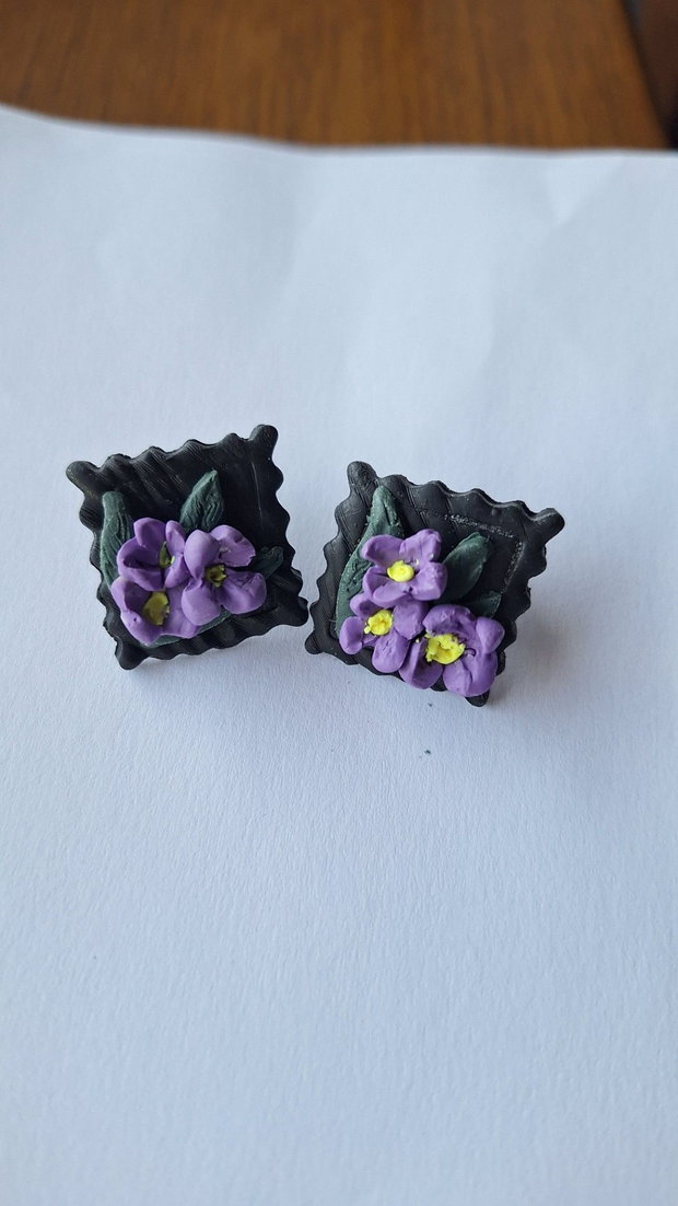 Cercei Secret Garden Miniaturi Florale în Ramă Baroc Lut Polimeric