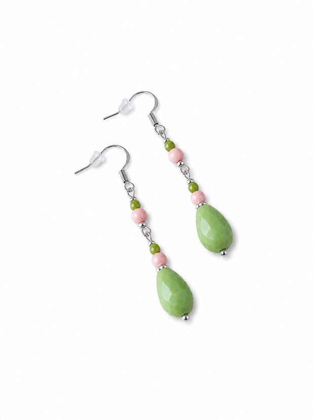 Cercei de vara verde avocado si roz-coral
