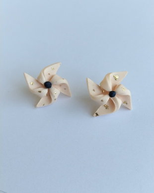 Cercei handmade elice cu foiță aurie