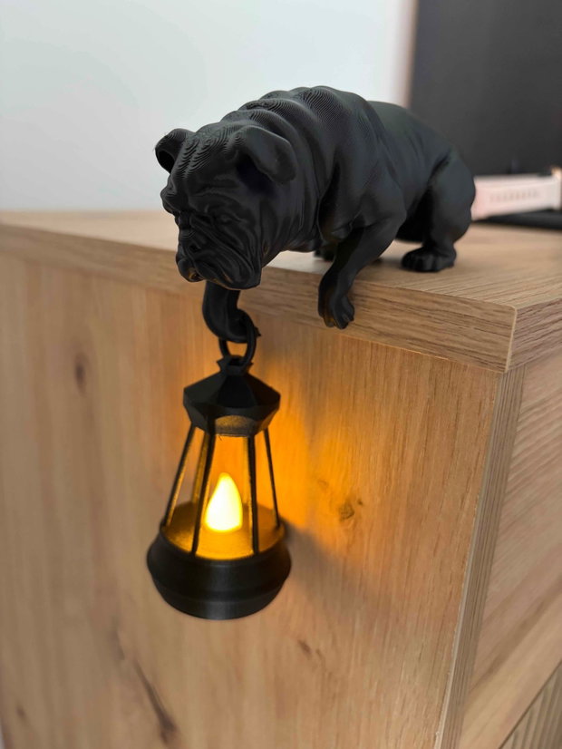 Lampă Decorativă Buldog Statuetă Neagră Mată Decor Modern pentru Raft / Birou