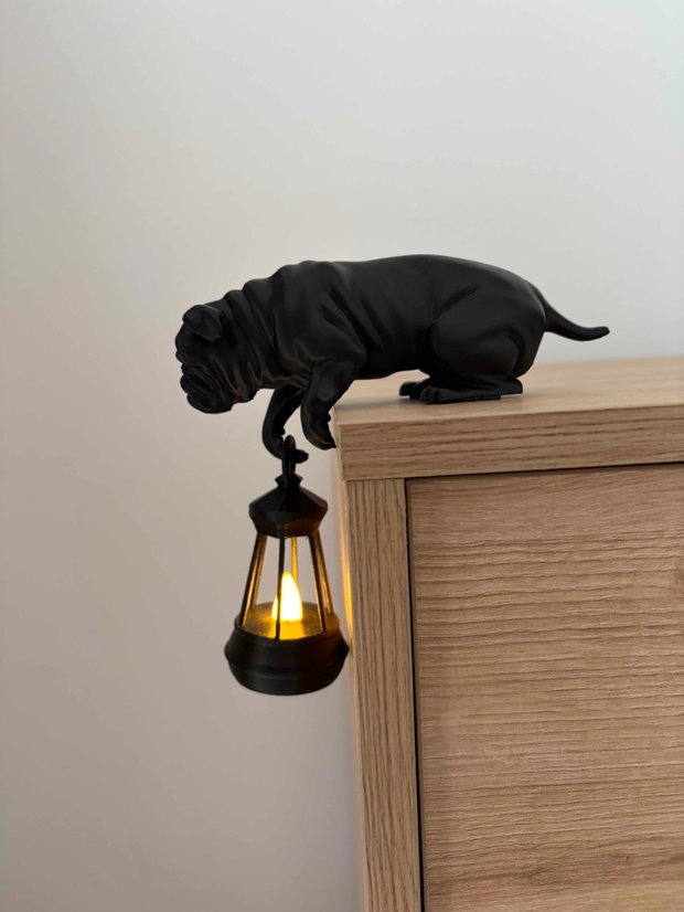 Lampă Decorativă Buldog Statuetă Neagră Mată Decor Modern pentru Raft / Birou