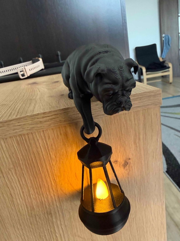 Lampă Decorativă Buldog Statuetă Neagră Mată Decor Modern pentru Raft / Birou