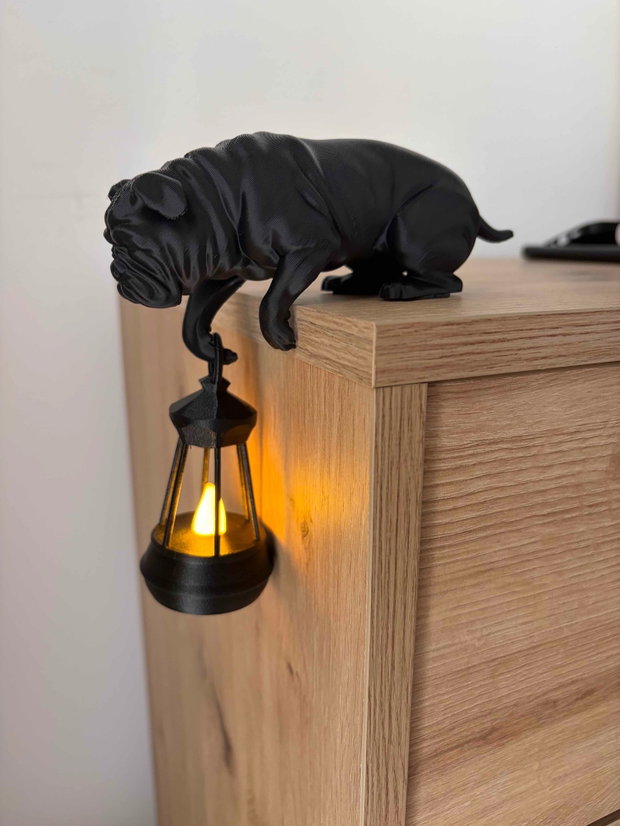 Lampă Decorativă Buldog Statuetă Neagră Mată Decor Modern pentru Raft / Birou