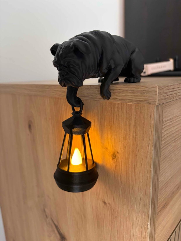 Lampă Decorativă Buldog Statuetă Neagră Mată Decor Modern pentru Raft / Birou