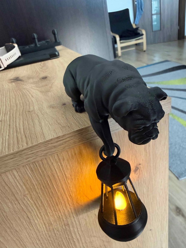 Lampă Decorativă Buldog Statuetă Neagră Mată Decor Modern pentru Raft / Birou