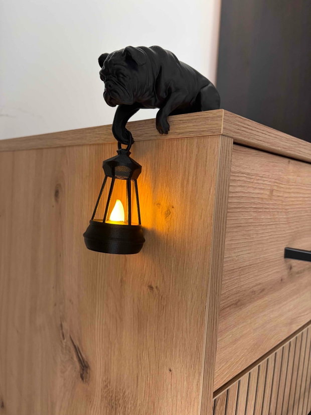 Lampă Decorativă Buldog Statuetă Neagră Mată Decor Modern pentru Raft / Birou