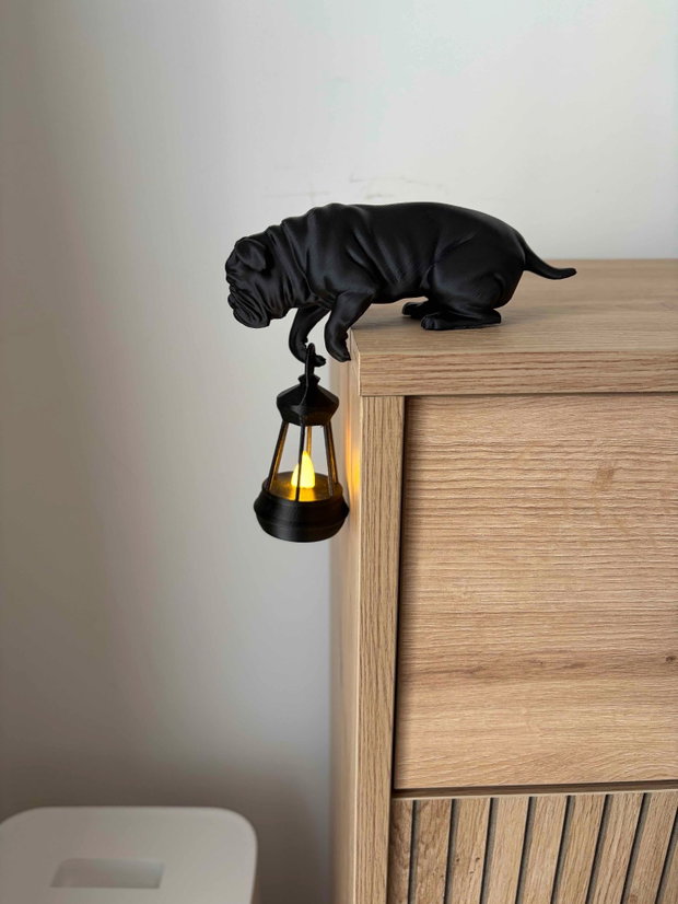 Lampă Decorativă Buldog Statuetă Neagră Mată Decor Modern pentru Raft / Birou