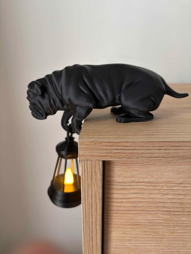 Lampă Decorativă Buldog Statuetă Neagră Mată Decor Modern pentru Raft / Birou