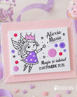 Marturii personalizate fetita Zana, pictate manual, magnetice