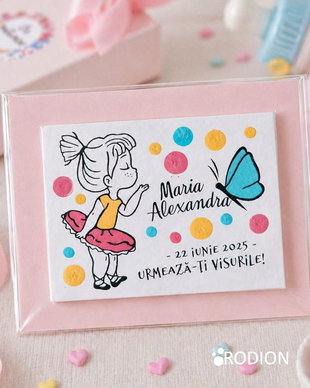 Marturii personalizate botez, pictate manual, magnetice balerina