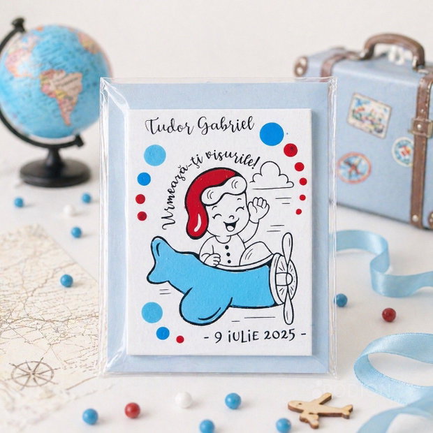 Marturii botez calatorie magneti pictate manual personalizate