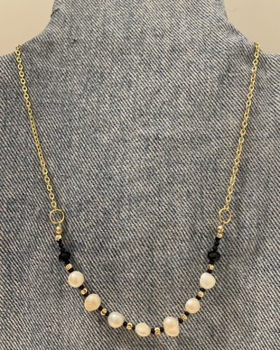 Colier handmade perle baroce turmalina neagra