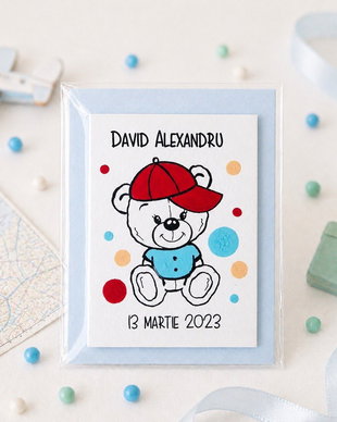 Marturii botez ursulet handmade personalizate cu nume