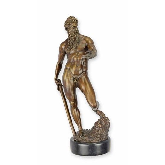 Neptun-statueta din bronz cu soclu marmura