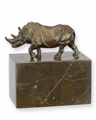 Rinocer-statueta din bronz cu soclu marmura