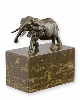 Elefant-statueta din bronz cu soclu marmura