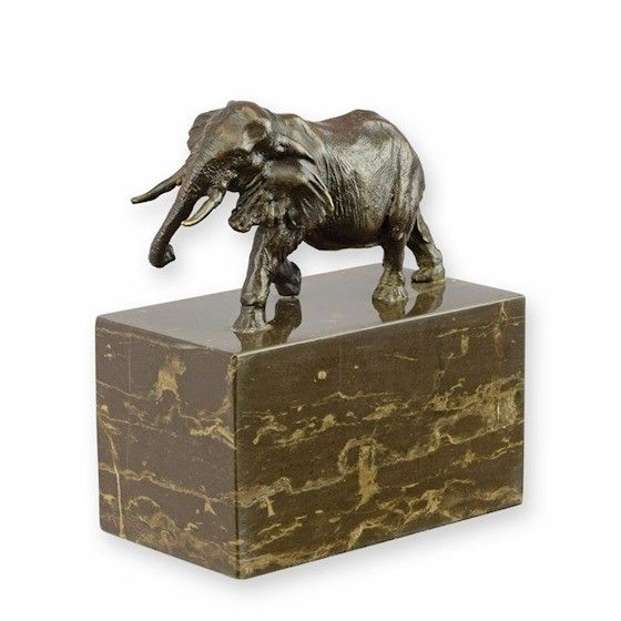 Elefant-statueta din bronz cu soclu marmura