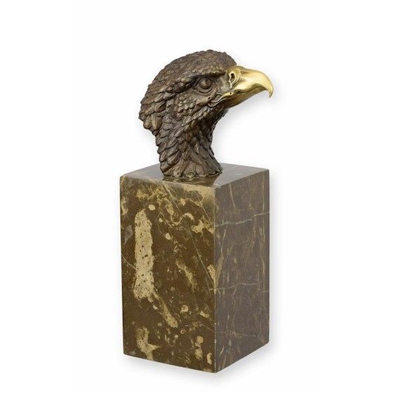 Cap de vultur-statueta din bronz cu soclu marmura