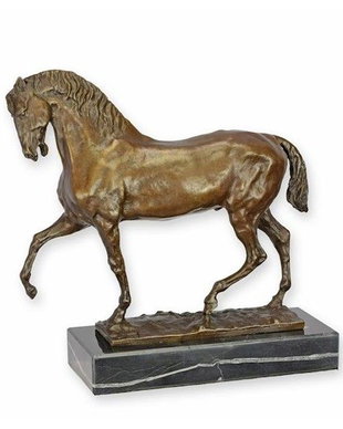 Cal la trap-statueta din bronz cu soclu marmura