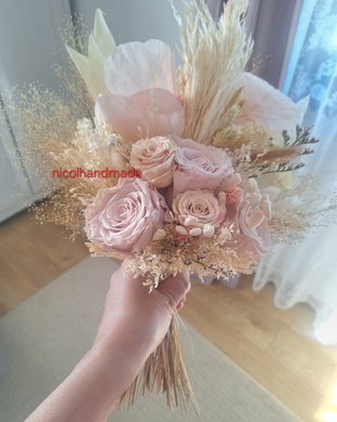 Buchet mireasa roz/ ivoire