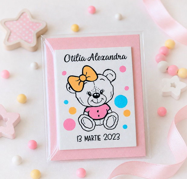 Marturii botez ursulet cu magnet personalizate cu nume