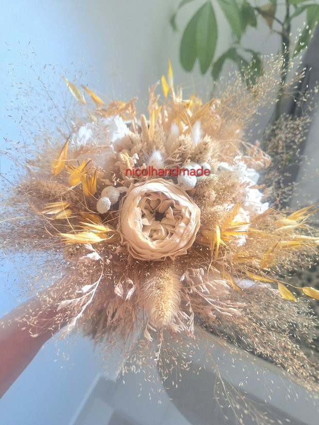 Buchet mireasa natur / galben pal